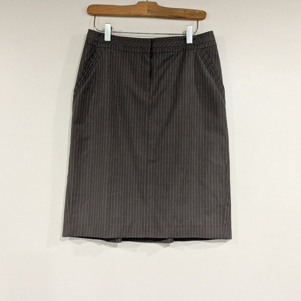 manoukian Lined Striped Pencil Skirt Tan Size 38 (France) Size 6